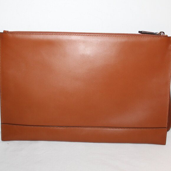 Fendi Flat Wristlet Large Envelope Zip Top Vitello King Logo Embossed Bag - Picture 4 of 8